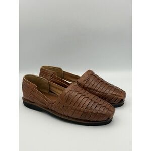 GBX Woven Leather Huarache Loafers Men's 10 Brown Slip On Casual Shoes